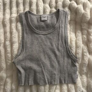 TNA Gray Ribbed Crop Tank Top